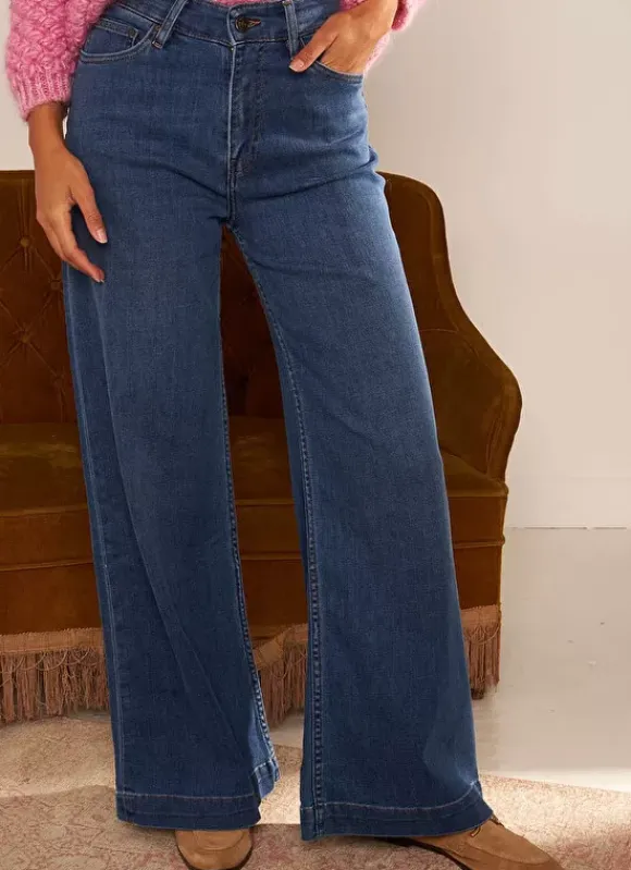 Jean Flare A Taille Haute Medium Stone Lyla Sud Express