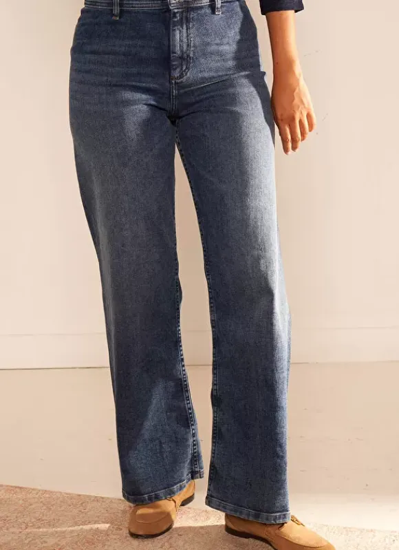 Jean Large, Taille Haute Sans Coutures Sur Les Cotes Medium Dark Sto Clara Sud Express