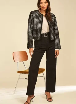 Jean Large, Taille Haute Sans Coutures Sur Les Cotes Noir Clara Sud Express
