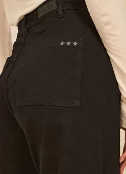 Jean Large, Taille Haute Sans Coutures Sur Les Cotes Noir Clara Sud Express