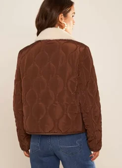 Manteau Court Bi Matiere Chocolat Maeleen Sud Express