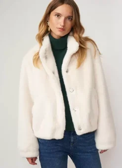 Manteau Court En Fausse Fourrure Craie Mucyli Sud Express