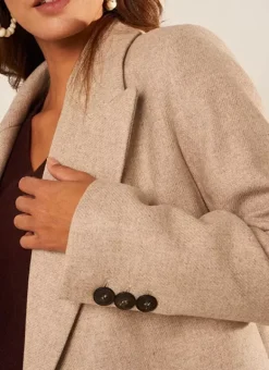 Manteau En Laine Ecru Chine Masical Sud Express