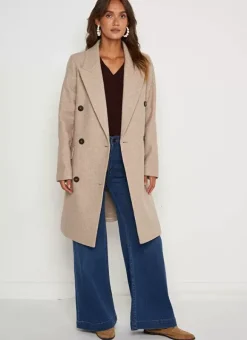 Manteau En Laine Ecru Chine Masical Sud Express