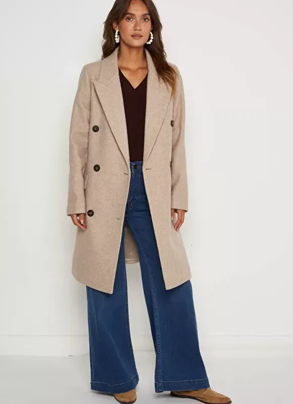 Manteau En Laine Ecru Chine Masical Sud Express