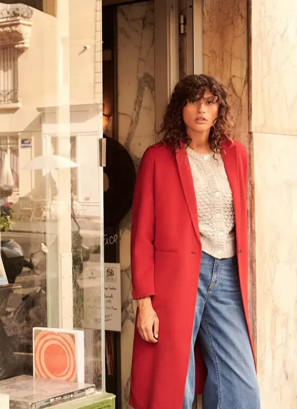 Manteau En Laine Framboise Metoile Sud Express