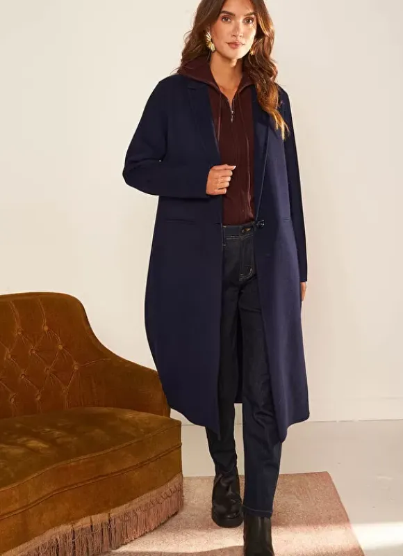 Manteau En Laine Marine Metoile Sud Express