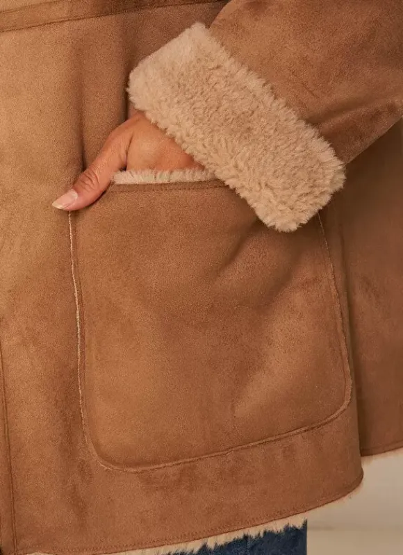 Manteau Fausse Fourrure Camel Myan Sud Express