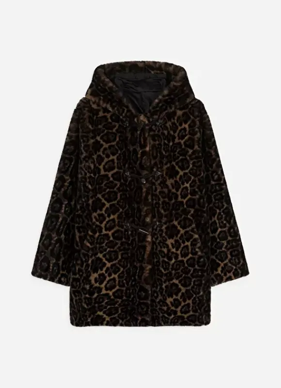 Manteau Fausse Fourrure Leopard Camel Mialys Sud Express