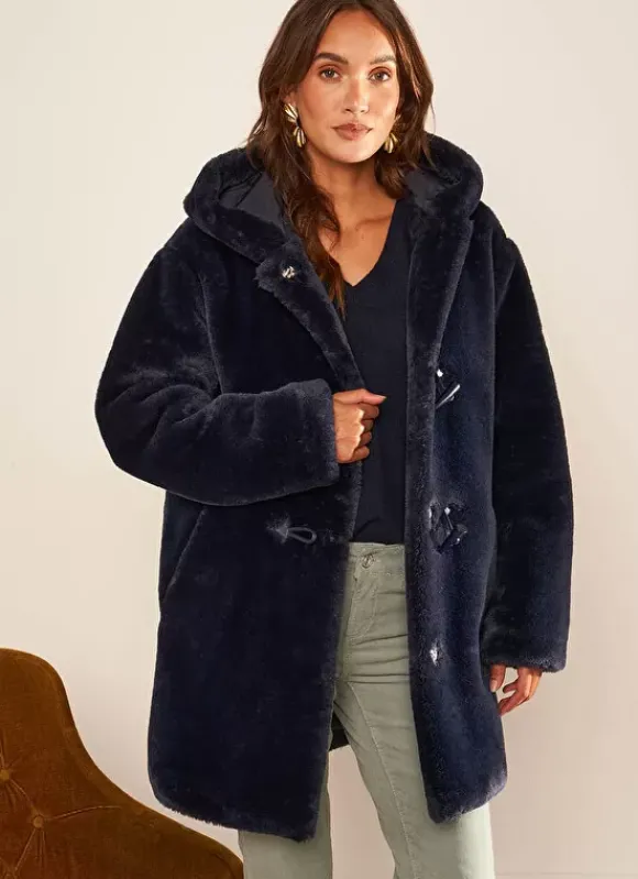Manteau Mi Long En Fausse Fourrure Marine Mia Sud Express
