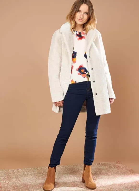 Manteau Mi-Long En Fausse Fourrure Craie Mampini Sud Express