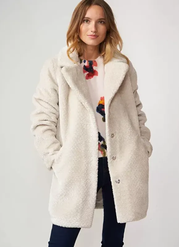 Manteau Mi-Long En Fausse Fourrure Craie Mampini Sud Express