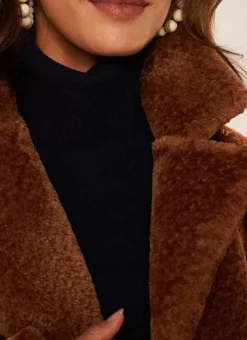 Manteau Mi-Long En Fausse Fourrure Camel Mampini Sud Express
