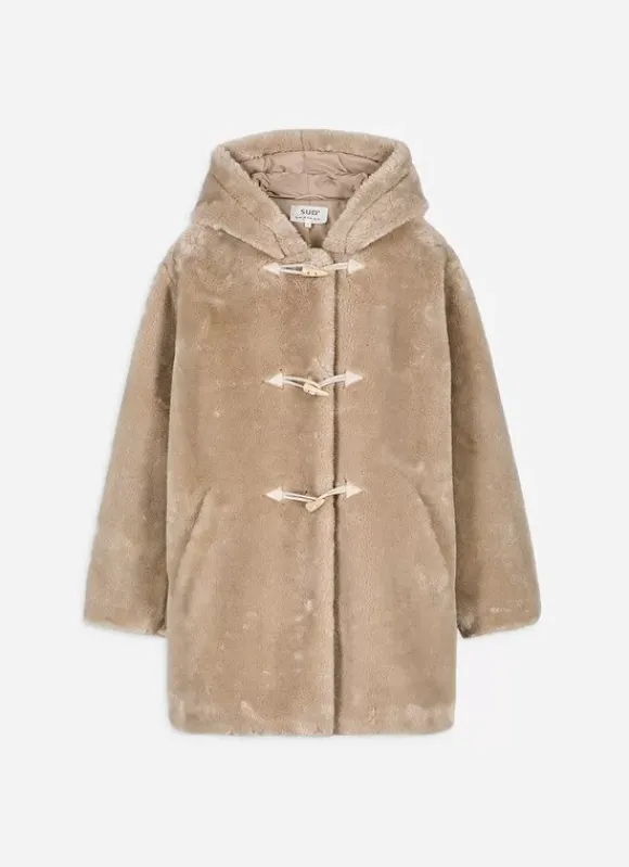 Manteau Mi-Long En Fausse Fourrure Sable Mia Sud Express
