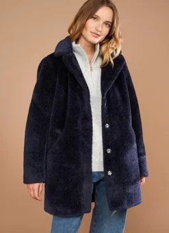 Manteau Mi-Long En Fausse Fourrure Marine Mampini Sud Express