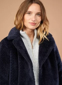 Manteau Mi-Long En Fausse Fourrure Marine Mampini Sud Express