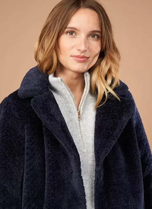 Manteau Mi-Long En Fausse Fourrure Marine Mampini Sud Express