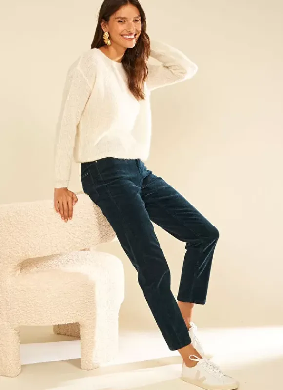 Pantalon Boyfriend Velours Marine Pavlina Sud Express
