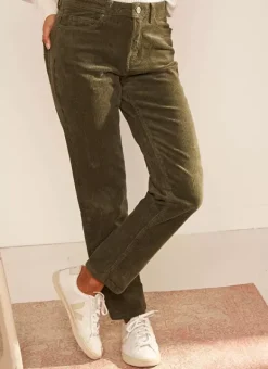 Pantalon Boyfriend Velours Kaki Pavlina Sud Express