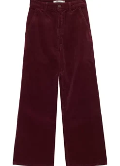 Pantalon Droit Taille Haute En Velours Cotele Bordeaux Passyla Sud Express