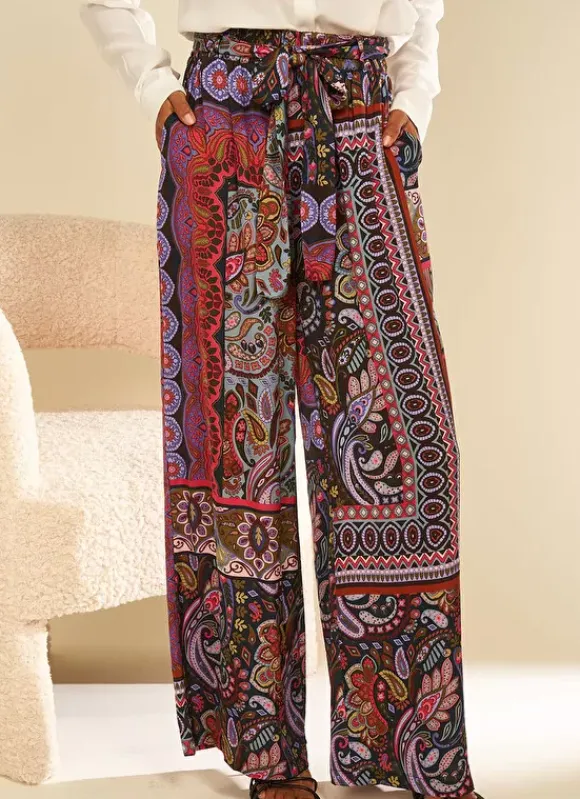 Pantalon Imprime Retro Kaki Penelope Sud Express