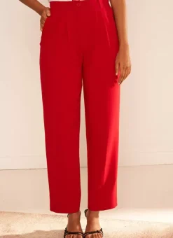 Pantalon Tailleur Taille Haute Rouge Pasalta Sud Express