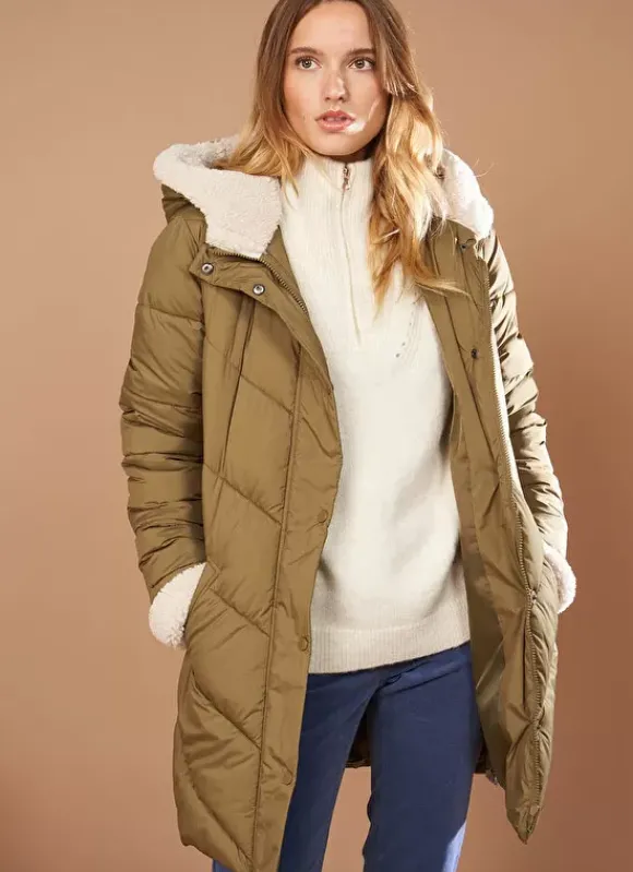 Parka A Capuche Manches Longues Olive Veilana Sud Express
