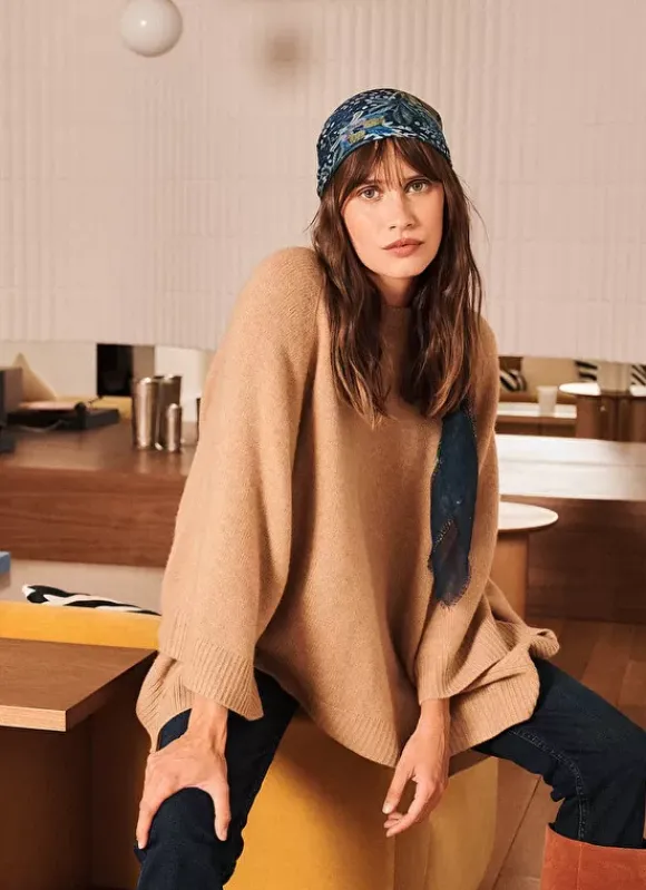 Poncho 100% Cachemire Camel Paulo Sud Express