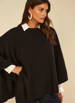 Poncho 100% Cachemire Noir Paulo Sud Express