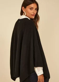 Poncho 100% Cachemire Noir Paulo Sud Express