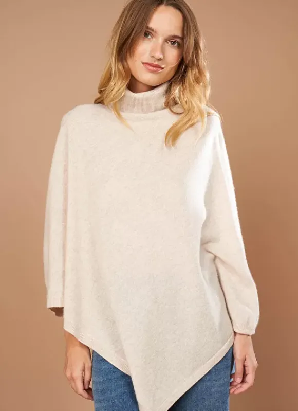 Poncho Asymetrique En Cachemire Beige Chine Presta Sud Express