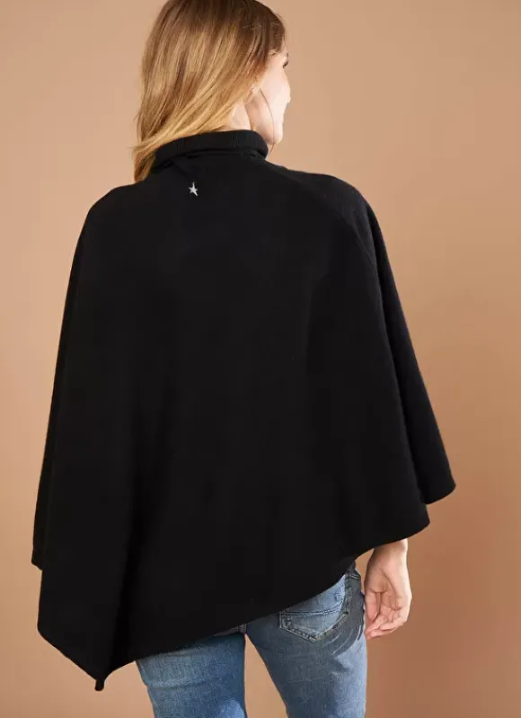 Poncho Asymetrique En Cachemire Noir Presta Sud Express