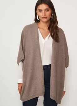 Poncho Long Et Ouvert Pur Cachemire Vison Gwenaelle Sud Express