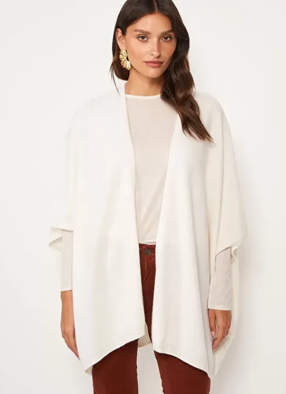 Poncho Long Et Ouvert Pur Cachemire Milk Gwenaelle Sud Express