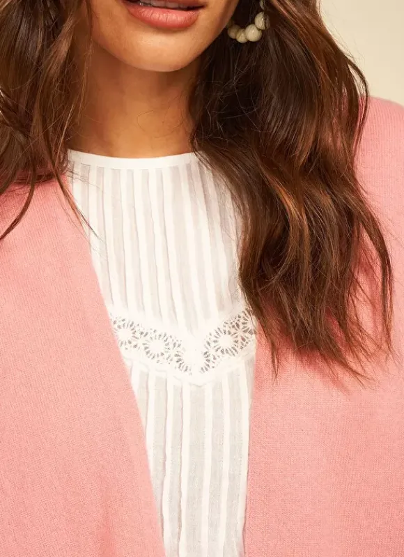 Poncho Long Et Ouvert Pur Cachemire Blush Gwenaelle Sud Express