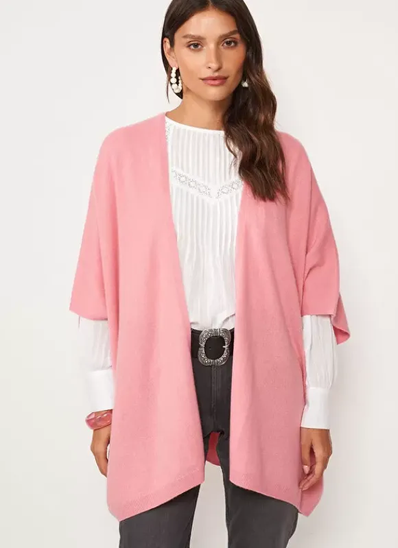 Poncho Long Et Ouvert Pur Cachemire Blush Gwenaelle Sud Express