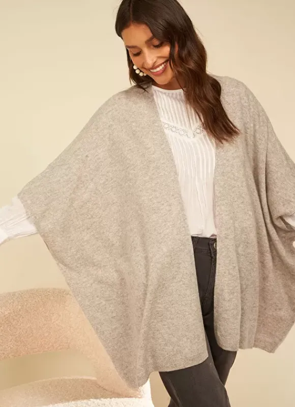 Poncho Long Et Ouvert Pur Cachemire Perle Chine Gwenaelle Sud Express