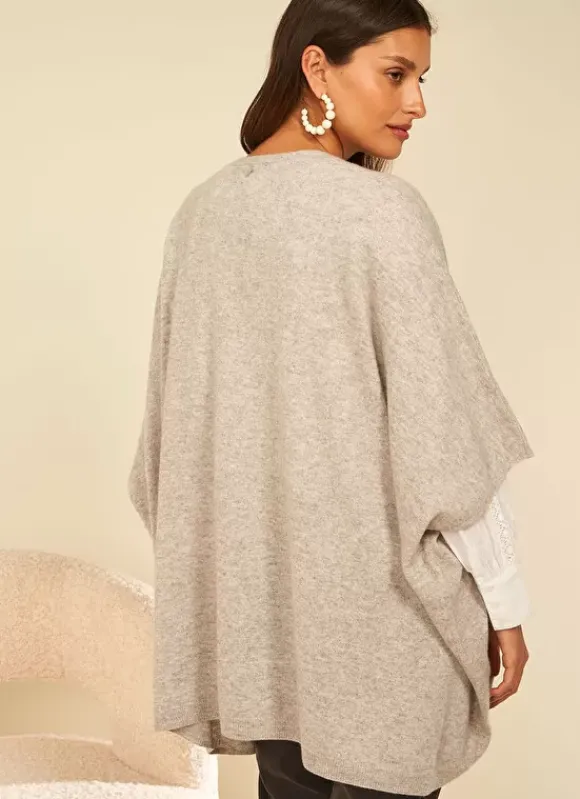 Poncho Long Et Ouvert Pur Cachemire Perle Chine Gwenaelle Sud Express