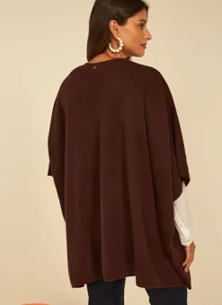 Poncho Long Et Ouvert Pur Cachemire Marron Gwenaelle Sud Express