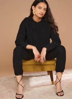 Pull A Capuche En Cachemire Epais Noir Mabebe Sud Express