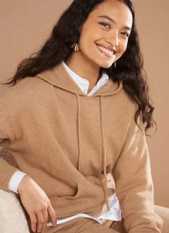 Pull A Capuche En Cachemire Epais Camel Mabebe Sud Express