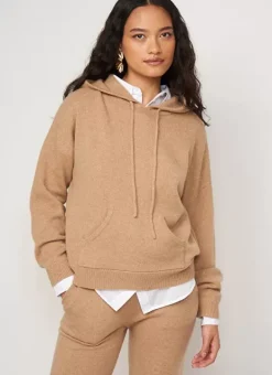 Pull A Capuche En Cachemire Epais Camel Mabebe Sud Express