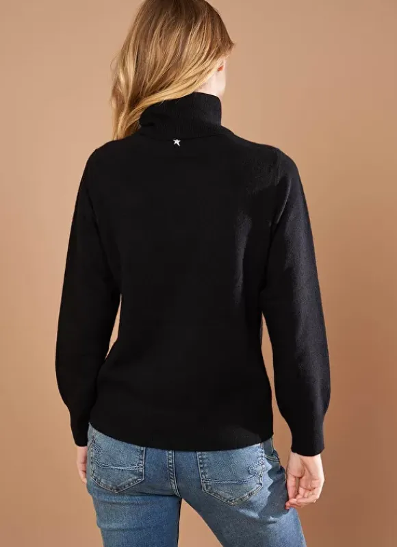 Pull A Col Montant Noir Missy Sud Express