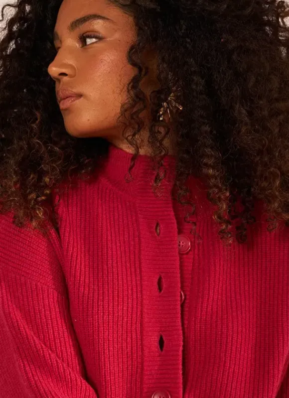Pull A Cotes Et Col Montant Framboise Macaron Sud Express