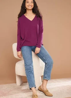 Pull Au Volume Oversize Et A Manches Longues Pres Du Corps Prune Monjoe Sud Express
