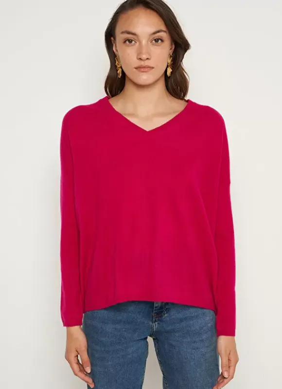 Pull Au Volume Oversize Et A Manches Longues Pres Du Corps Framboise Monjoe Sud Express