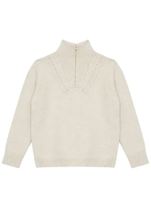 Pull Col Camionneur Avec Zip Ecru Marion Sud Express