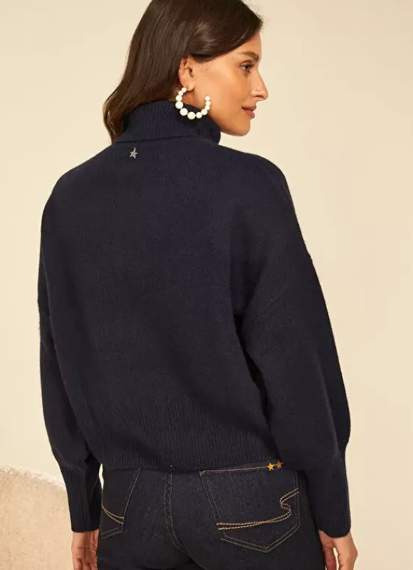 Pull Col Montant, 100% Cachemire Marine Monpran Sud Express