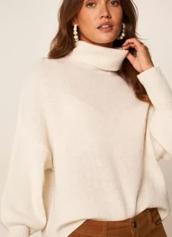 Pull Col Montant, 100% Cachemire Milk Monpran Sud Express