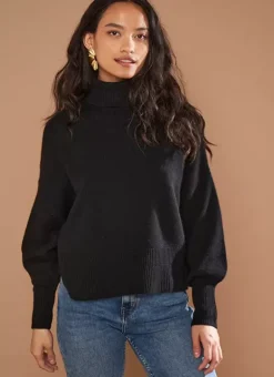 Pull Col Montant, 100% Cachemire Noir Monpran Sud Express